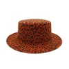 2019 Nowy UNISEX Leopard Flat Top Hat Imitacja wełny Wool Women Fedoras Hats Stylish Vintage Trilby Caps Panama Jazz Hat Chapeau48960299309340