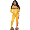 Women Velvet Sportswear Set Tracksuit Male Hooded 2 Piece Suit Coveralls Drawstring Full Sleeve Long Pant With Pockets Zipper Up Jumpsuit