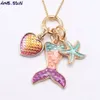 2 colori gioielli per bambini collana sirena Starfish pendente collana ragazza ragazza ragazza lunga catena colla per partito gioielli regalo