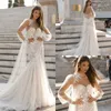 Кружева русалки свадебные платья с оберткой 2019 Berta Applique Appleetheart Sequins Bead Beach Wedding платье плюс размер Boho Vestidos de Novia