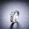 Wholesale- Ruby Crystal Love Heart Zircon Finger Ring Beauty Women Ring Wife Engagement Wedding Christmas Family Gift Mother Size 6 7 8