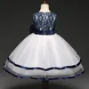 Janeygao 2019 New Arrival Flower Girl Sukienki z łuk Blue Party Dress dla małej dziewczynki Ładna elegancka formalna letnia suknia