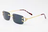 Lunettes de soleil de sport de la mode rouge pour hommes unisexes buffles verres de corne masculines pour les lunettes de soleil sans montée en argent Gold Metal Frame Eyewear239l