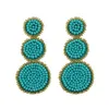 Wholesale- fashion luxury designer exaggerated bohemia colorful hand beaded multi circles dangle stud earrings for woman