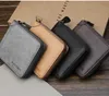 RFID Men's Leather Zipper wallet Zip Around Wallet Bifold Multi Card Holder Purse