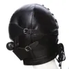 Women039s Black Leather Mask Sex Fetish Male Cosplay Slave Choking Game Port Ball Adjustable PU Masks Cosply Toy Mask For Coupl4918103