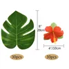 熱帯パーティーDécoration4nitures 8 "トロピカルパルメターフェイルズ・ドフェウィルet fleurs d'Hibiscus、Feuille de Simulation Pour Hawaiian Lu