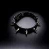 New Unisex Women Punk Black Bracelet Silver Spike Rivet Cone Black Leather Cuff Wristband Adjustable