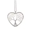 Natural Crystal Stone Choker Necklaces Chakra Tree Of Life Quartz Heart Pendant Women Jewelry Free Shipping