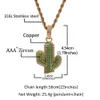 Hip Hop solide cactus Kettingen Voor Heren CZ Bling Iced out Desert plant Hanger Goud Zilver Twisted touw ketting Vrouwen Hiphop Sieraden