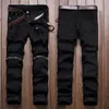 Jeans déchirés élégants pour hommes Zipper Hollow Out Biker Classic Skinny Slim Straight Denim Pantalons