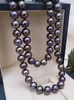 18 inches lovely 9-10mm natural tahitian black pearl necklace 18nch 925 silver