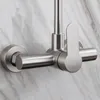 Kitchen Faucet Stainless Steel Bathroom Basin Sink Tap Wall Mounted 360 Degree Swivel Double Hole Hot Cold Water Mixer Tap Crane T200424