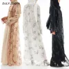 Abbigliamento vendita calda gonna lunga da donna musulmana cardigan lusso paillettes ricamo pizzo esterno senza cuciture per Jilbab Abaya Dubai