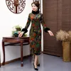 Elegancki Chiński Styl Sukienka Tradycyjne Kobiety Długie Qipao Suede Cotton Cheongsam Nowość Chińska Formalna Suknia Rozmiar M-5XL