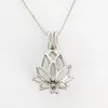 Rhodium geplateerde kleur lotus hanger medaillon kooi kan open hanger bevestigingen voor armband ketting oorbel DIY drijvende charmes sieraden