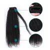 8a Afro Kinky Curly Penytail Extensions För Kvinnor Naturlig Svart Remy Human Hair 1 Styck 160g Klämma i Ponytails Förlängning 100% Human Hair