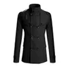 Masculino Casaco de inverno Masculino Inverno Quente Trench Coat Reefer Jaquetas Cor Sólida Gola alta Casaco de peito duplo Peacoat