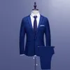 Men Business Waistcoat 2019 Nowy arrvial Spring Autumn Suit Mężczyźni z spodniami na ślub Slim Button Suit Pure Color Sukienka Blazert1272k