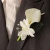 Handmade custom groom boutonniere white calla lily groomsmen sister brooch1609740
