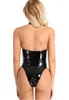 Kobiety Wetlook Sexy Club PCV Catsuit Swimsuit Patent Leather Halter Backless Leotard Body na wieczorowe kostiumy przyjęcia Clubwear
