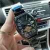 Mode bonne qualité marque montres hommes Tonneau style mécanique en acier inoxydable bande montre-bracelet Muller FM03