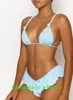 Populaire vrouwen sport bikinis set lange touw bandage badmode diverse string badmode nylon stoffen Solid dot driehoek bh dropping geaccepteerd