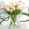 1PC PU Tulipas Flores artificiais real toque Artificiales Para Decora Mini Tulip para casa casamento decoração flores