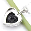 Luckyshine 10 Pcs 1Lot Halloween Jewelry Gift Heart-shaped Black Onyx Gemstone 925 Sterling Silver Necklaces Pendant For Women 12mm