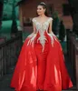 Sparkly Beads Red Prom Dresses com destacável Train Sequins Alças Mermaid Evening vestidos longos Festa Formal Vestidos robe de soiree