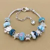 Strands Blue Magic Beads 925 Silver Bracelet Starfish Turtle Gold som DIY smycken gåva