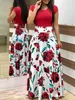 Mode- 2019 Hot European Style Blumendruckkleid Zauberfarbe Langarmkleid 5XL Damenkleid