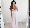 2019 Dusty Pink Lace Chiffon Beach Evening Dress Long Formal Holiday Wear Prom Party Gown Custom Made Plus Size