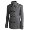 Herren Wintermantel Herren Winter Warmer Trenchcoat Reefer Jacken Einfarbiger Stehkragen Zweireihiger Peacoat