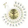 Reloj de pared grande de pavo real con diamantes dorados en 3D, reloj de Metal para la decoración de la sala de estar del hogar, relojes DIY, adornos artesanales, regalo 53x53cm1