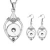 Versilberte Kristallwassertropfen Ingwer Druckknopf Schmuck-Set 12mm-Taste Ohrringe Snap 18mm Knopf Halskette Schmuck-Sets Snap