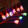 Novidade Iluminação Brilha para cima Piscando Para Christmas Crianças Colorido Grânulos Corrente LED luz desenhos animados Papai Noel pingente de colar favores