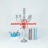 Guldblomma vaser ljushållare står bröllopsinredning väg ledning bord centerpiece rack pillar party candlestick candelabra decor803