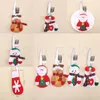 5 estilos Bolsas de tenedor de cuchillo de Navidad Bolsas de dulces de Navidad Decoraciones de Navidad pequeños alces de muñeco de nieve y juegos de vajilla para el hogar creativos de Santa DC899