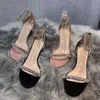Sandals Luxury Rhinestones Ankle Strap Women Open Toe Suede High Heels 2021 Summer Sexy Party Wedding Zapatillas Mujer