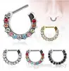 New Arrival Septum Clicker Nose Rings CZ Gem Nose Piercing 316L Stainless Steel Body Jewelry Size 1 2mm241E