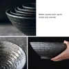 Grand bol de Ramen japonais en céramique fait à la main de 51 oz pour Udon Soba Pho nouilles asiatiques flocon de neige sablé blanc métallisé noir