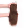 4 Pacéis de cabelo retos da Malásia marrons médios marrons com fechamento de chocolate marrom grosso yaki cabelos humanos 4bundles com renda Closu39054137