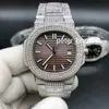 Designer Watches Quality Men's Full Iced High Diamond Watch Silver rostfritt stål Fodral FACE Män tittar på diamantband automatisk