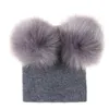 1-2 ans infantile hiver casquettes chaudes avec boule de fourrure enfants chapeau enfant en bas âge bébé laine chapeau tricot bonnet pompon chapeau bébé garçon filles casquette