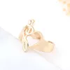 Shining Women Jewelry Gold Plated Silver Music Note Bow Ring för bröllopsöppning Justerbar ring8891966