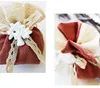 Torr blommapåse bröllop godis bomull väska dragsko tillbehör lagring smycken presentpåse hjärta med båge