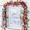230cm / 91in Silk Rose Bröllopsdekorationer Ivy Vine Konstgjorda Blommor Arch Decor With Green Leaves Hanging Wall Garland A0332