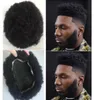 Toupee de renda completa Virgem brasileira Remy Substituição de cabelo humano Jato preto #1 4mm Afro Curl Mens para homens negros