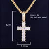 Ice Out Square Zirkon Herren Kreuz Anhänger Halskette Rock Street Hip Hop Schmuck Drei Farben als Geschenk